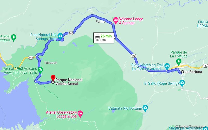 arenal volcano map